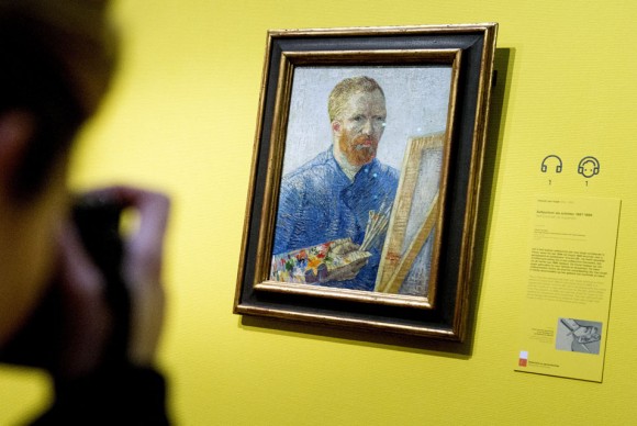 A visitor in the Van Gogh Museum Amsterdam takes a picture of the famous Dutch painters self portrait 580x388 Van Gogh museum reopens with a stunning display of some of the masters greatest works