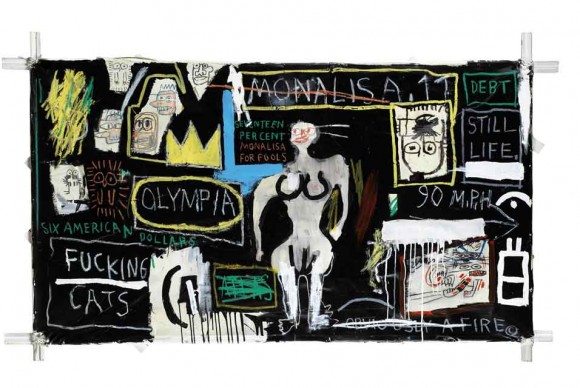 Jean Michel Basquiat Crown Hotel Mona Lisa Black Background 580x388 Sothebys in Paris to offer a selection of works from the Collection of Comtesse Viviane de Witt