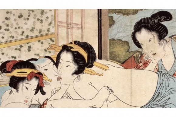 Keisai Eisen 1790 1848 Passion in the Snows of Spring Copy of Kaseikyu Detail 580x388  Once taboo Japanese erotic prints exhibited at Sothebys Hong Kong Gallery